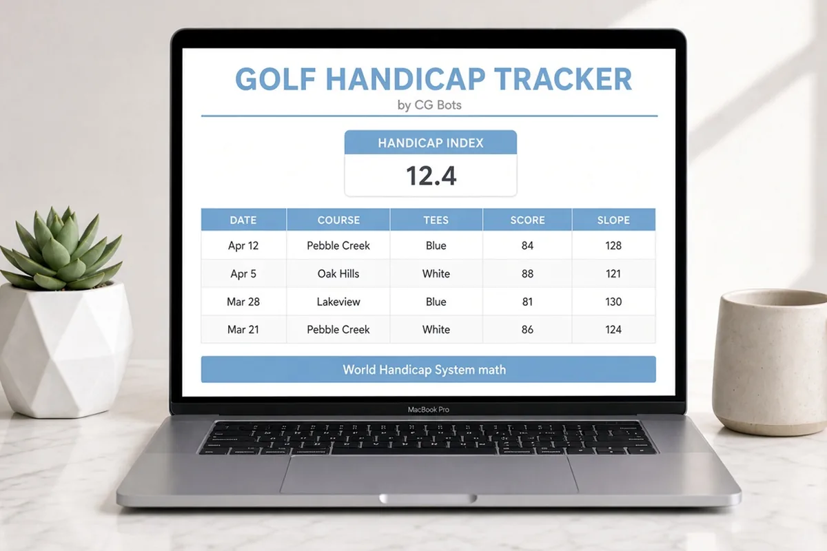 Golf Handicap Tracker on a laptop